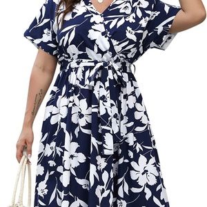 NWT Womens Casual Plus Size Summer Boho Swing Wrap Dress